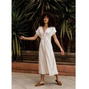 LOUISE MISHA Tylia Dress - Louise Misha Gold & White Button Front size Small